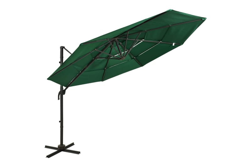 Parasoll med aluminiumsstang 4 nivåer 3x3 m grønn - Grønn - Hagemøbler - Solbeskyttelse - Parasoller