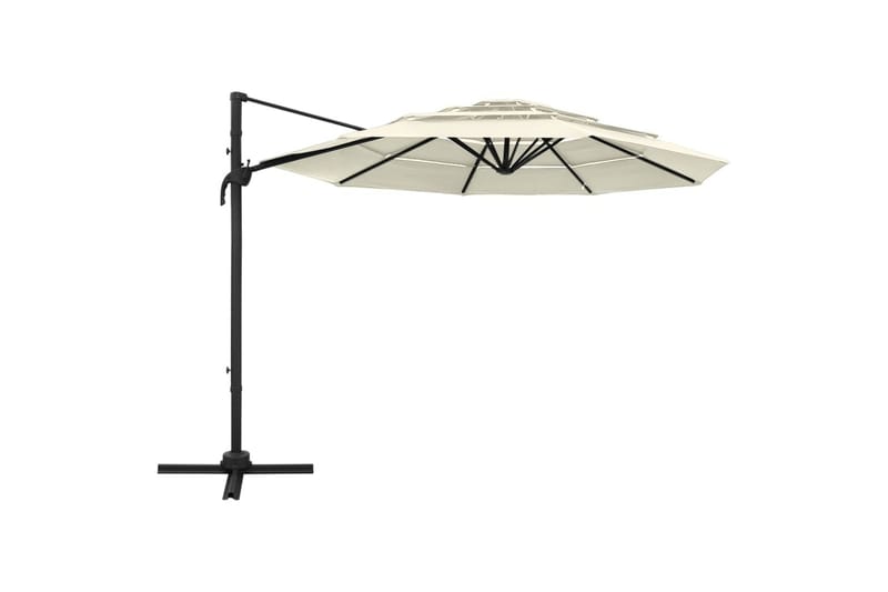 Parasoll med aluminiumsstang 4 nivåer 3x3 m sand - Hagemøbler - Solbeskyttelse - Parasoller