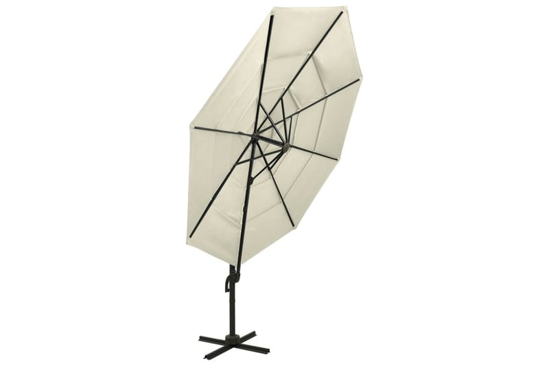 Parasoll med aluminiumsstang 4 nivåer 3x3 m sand - Hagemøbler - Solbeskyttelse - Parasoller