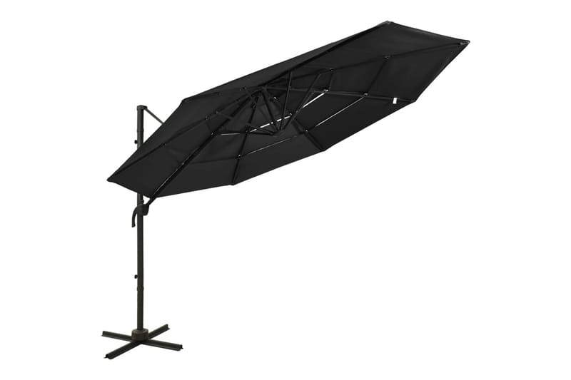 Parasoll med aluminiumsstang 4 nivåer 3x3 m svart - Svart - Hagemøbler - Solbeskyttelse - Parasoller