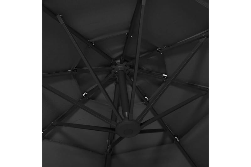 Parasoll med aluminiumsstang 4 nivåer 3x3 m svart - Svart - Parasoller