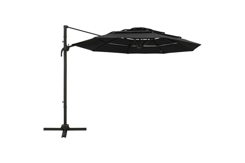 Parasoll med aluminiumsstang 4 nivåer 3x3 m svart - Svart - Hagemøbler - Solbeskyttelse - Parasoller