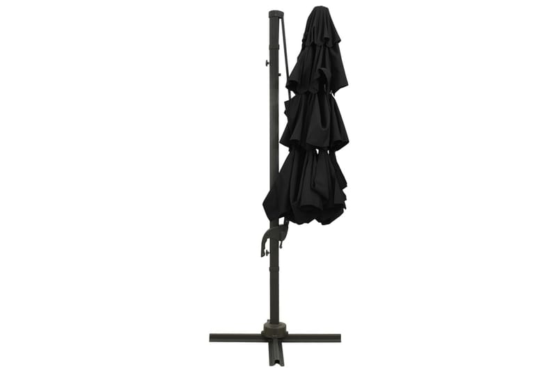 Parasoll med aluminiumsstang 4 nivåer 3x3 m svart - Svart - Hagemøbler - Solbeskyttelse - Parasoller