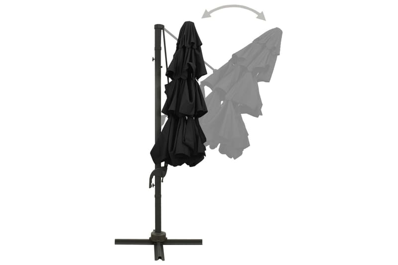 Parasoll med aluminiumsstang 4 nivåer 3x3 m svart - Svart - Hagemøbler - Solbeskyttelse - Parasoller