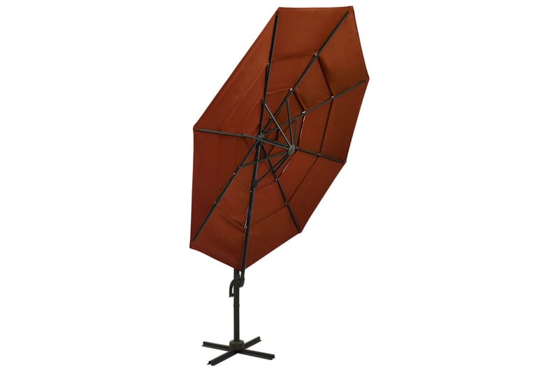 Parasoll med aluminiumsstang 4 nivåer 3x3 m terrakotta - Hagemøbler - Solbeskyttelse - Parasoller