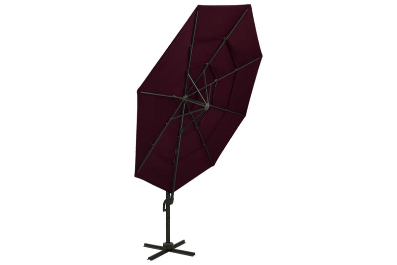 Parasoll med aluminiumsstang 4 nivåer 3x3 m vinrød - Rød - Hagemøbler - Solbeskyttelse - Parasoller