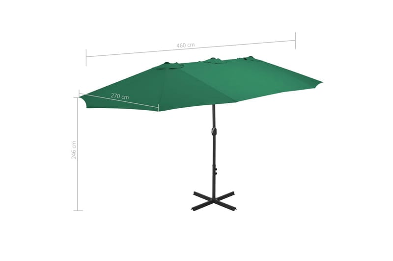 Parasoll med aluminiumsstang 460x270 cm grønn - Hagemøbler - Solbeskyttelse - Parasoller
