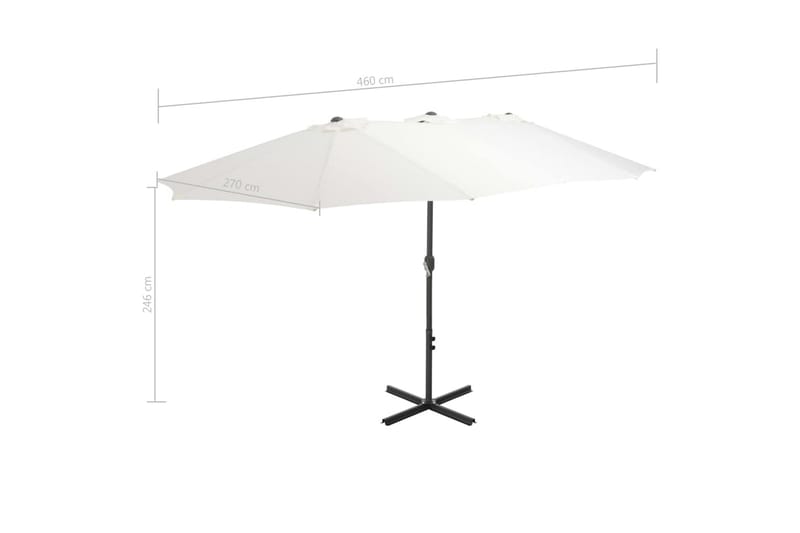 Parasoll med aluminiumsstang 460x270 cm sand - Hagemøbler - Solbeskyttelse - Parasoller