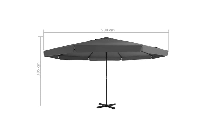 Parasoll med aluminiumsstang 500 cm antrasitt - Hagemøbler - Solbeskyttelse - Parasoller