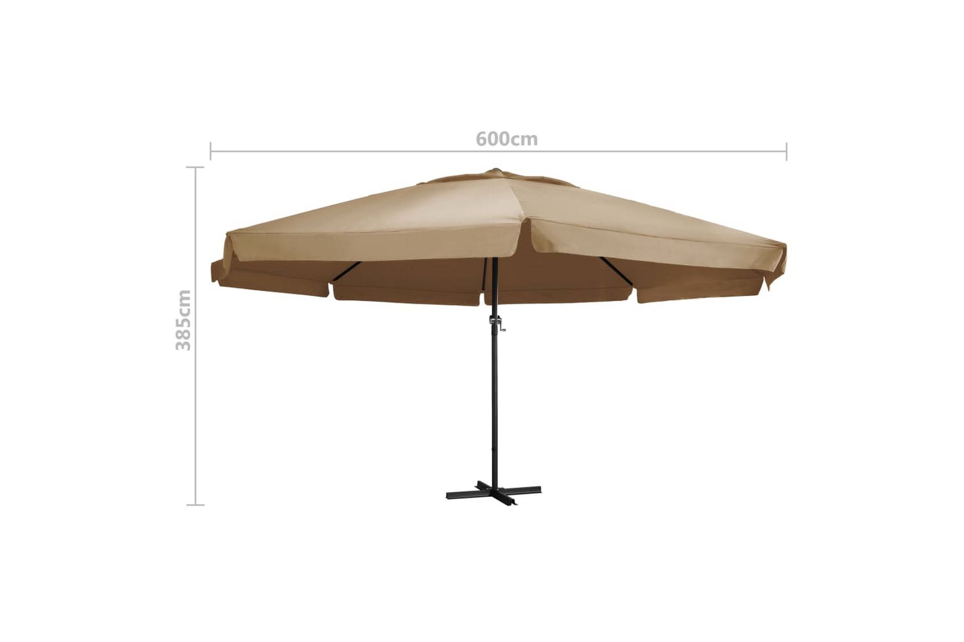 Parasoll med aluminiumsstang 600 cm gråbrun - Brun - Hagemøbler - Solbeskyttelse - Parasoller