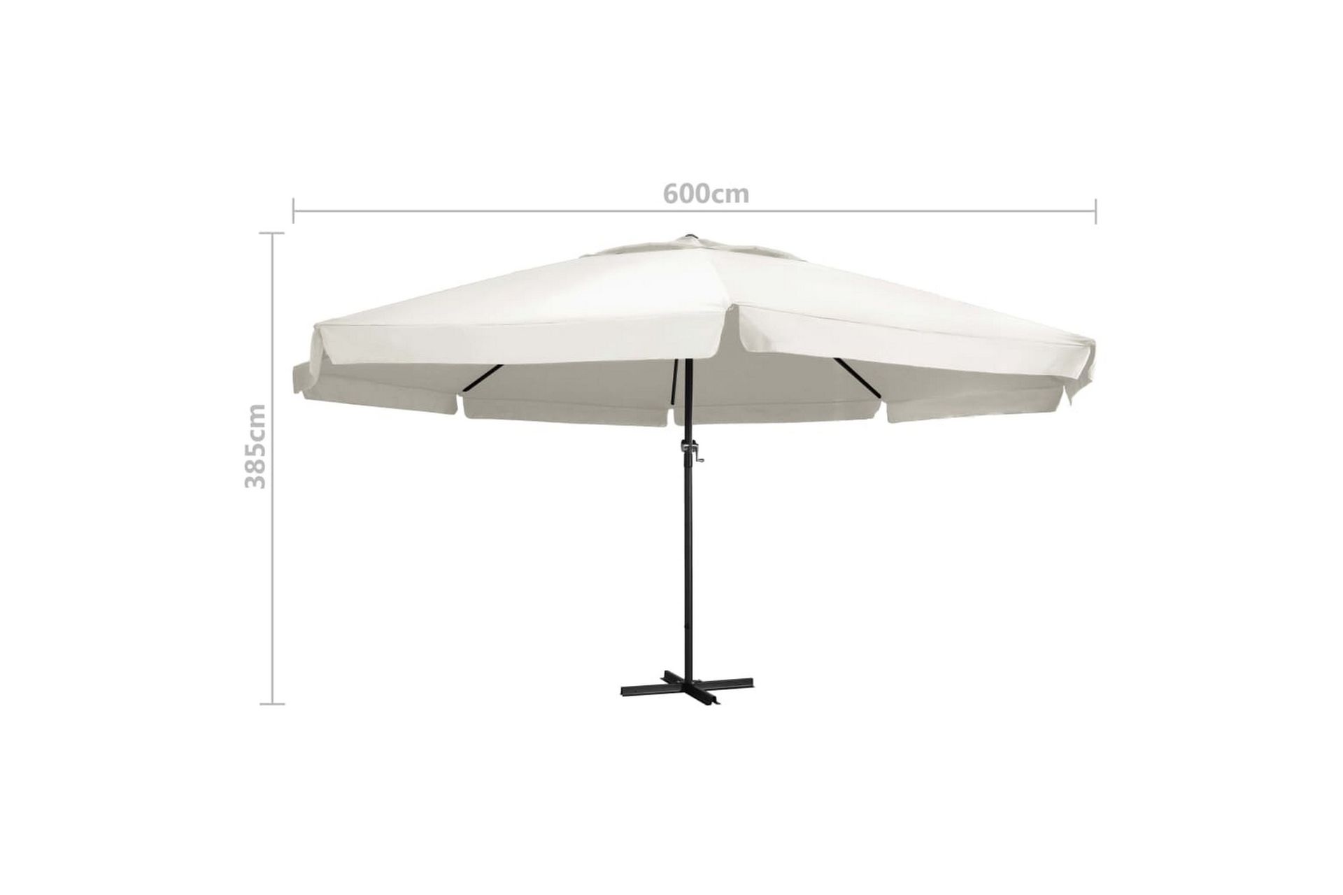Parasoll med aluminiumsstang 600 cm sandhvit - Hvit - Hagemøbler - Solbeskyttelse - Parasoller