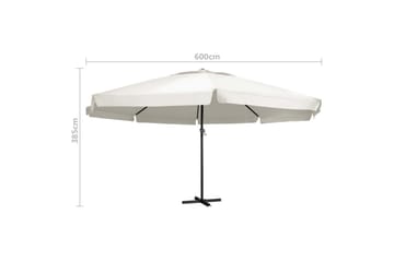 Parasoll med aluminiumsstang 600 cm sandhvit - Hvit - Hagemøbler - Solbeskyttelse - Parasoller