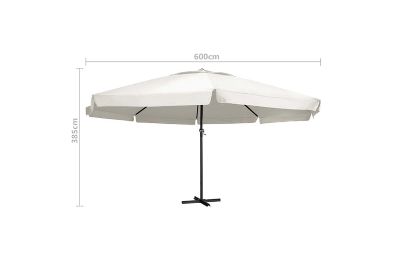 Parasoll med aluminiumsstang 600 cm sandhvit - Hvit - Hagemøbler - Solbeskyttelse - Parasoller