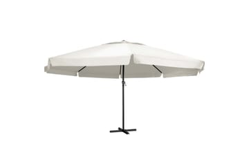 Parasoll med aluminiumsstang 600 cm sandhvit - Hvit - Hagemøbler - Solbeskyttelse - Parasoller