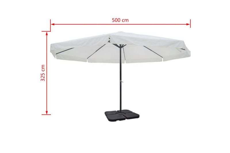 Parasoll med brbar base aluminium hvit - Hagemøbler - Solbeskyttelse - Parasoller
