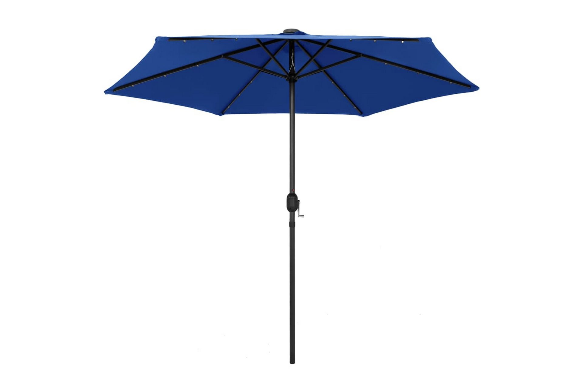 Parasoll med LED-lys og aluminiumsstang 270 cm asurblå - Blå - Hagemøbler - Solbeskyttelse - Parasoller