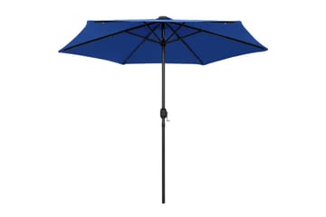 Parasoll med LED-lys og aluminiumsstang 270 cm asurblå - Blå - Hagemøbler - Solbeskyttelse - Parasoller
