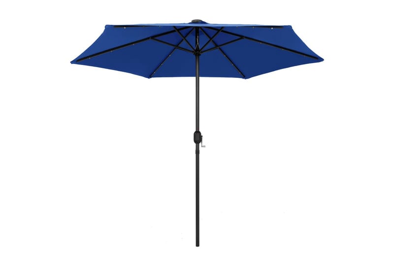Parasoll med LED-lys og aluminiumsstang 270 cm asurblå - Blå - Hagemøbler - Solbeskyttelse - Parasoller