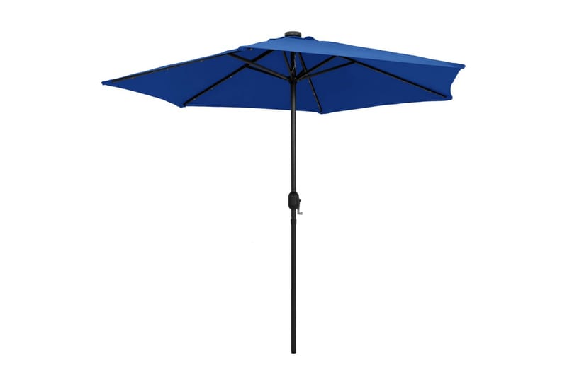 Parasoll med LED-lys og aluminiumsstang 270 cm asurblå - Blå - Hagemøbler - Solbeskyttelse - Parasoller