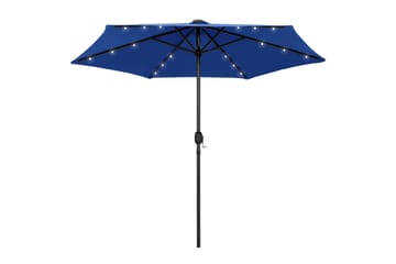 Parasoll med LED-lys og aluminiumsstang 270 cm asurblå - Blå - Hagemøbler - Solbeskyttelse - Parasoller