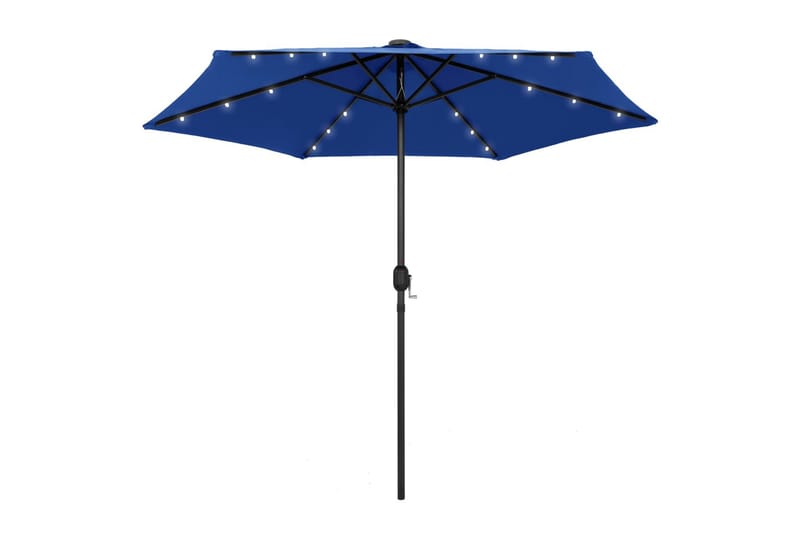 Parasoll med LED-lys og aluminiumsstang 270 cm asurblå - Blå - Hagemøbler - Solbeskyttelse - Parasoller