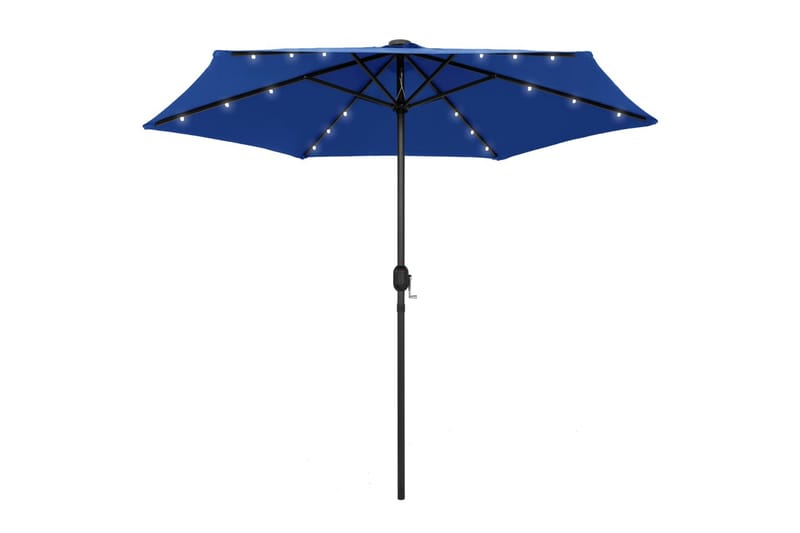 Parasoll med LED-lys og aluminiumsstang 270 cm asurblå - Blå - Parasoller