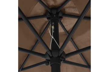 Parasoll med LED-lys og aluminiumsstang 270 cm gråbrun - Grå - Hagemøbler - Solbeskyttelse - Parasoller