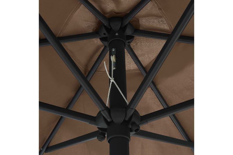 Parasoll med LED-lys og aluminiumsstang 270 cm gråbrun - Grå - Hagemøbler - Solbeskyttelse - Parasoller
