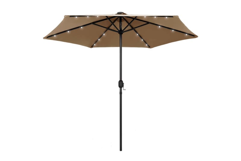 Parasoll med LED-lys og aluminiumsstang 270 cm gråbrun - Grå - Hagemøbler - Solbeskyttelse - Parasoller