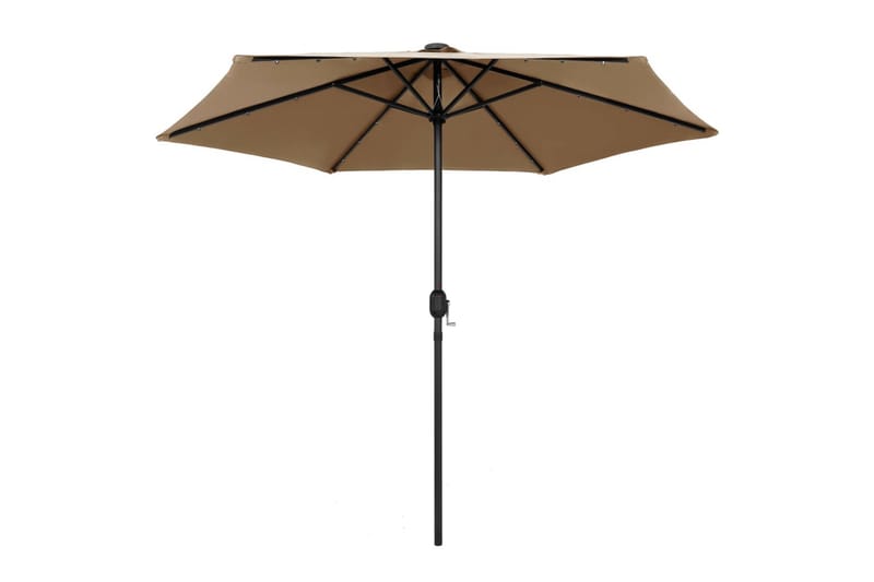 Parasoll med LED-lys og aluminiumsstang 270 cm gråbrun - Grå - Hagemøbler - Solbeskyttelse - Parasoller
