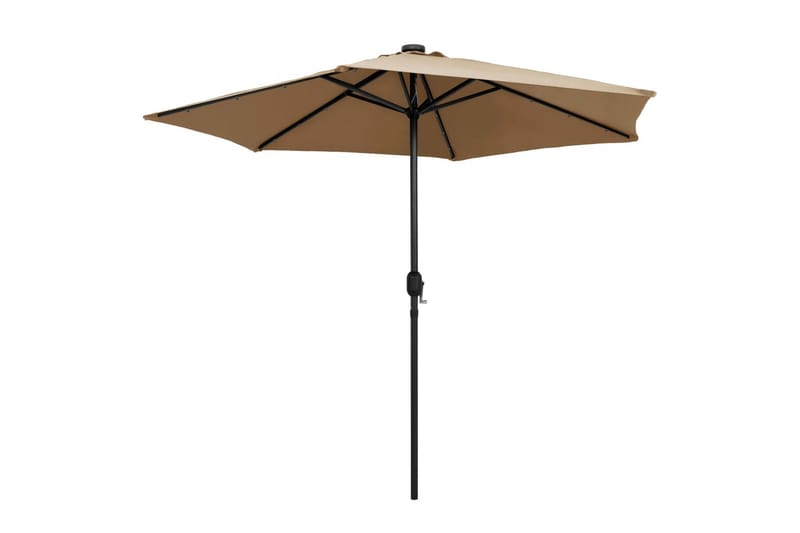 Parasoll med LED-lys og aluminiumsstang 270 cm gråbrun - Grå - Hagemøbler - Solbeskyttelse - Parasoller