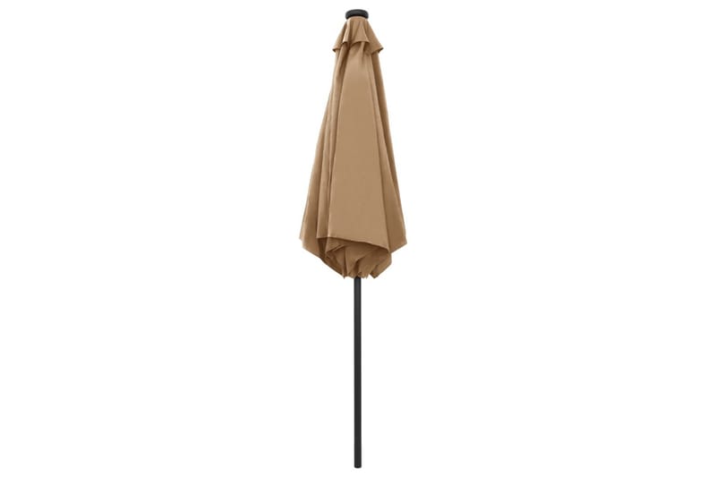 Parasoll med LED-lys og aluminiumsstang 270 cm gråbrun - Grå - Hagemøbler - Solbeskyttelse - Parasoller