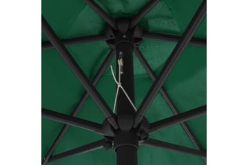 Parasoll med LED-lys og aluminiumsstang 270 cm grønn - Grønn - Hagemøbler - Solbeskyttelse - Parasoller