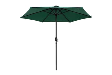 Parasoll med LED-lys og aluminiumsstang 270 cm grønn - Grønn - Hagemøbler - Solbeskyttelse - Parasoller