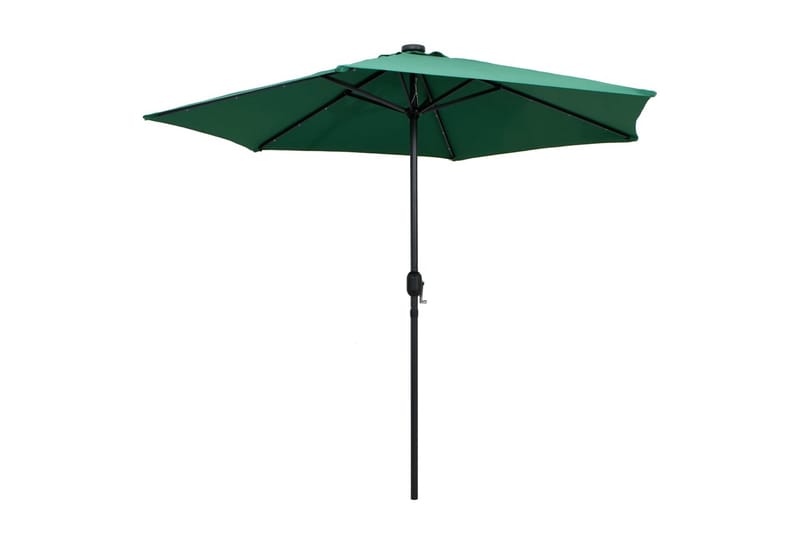 Parasoll med LED-lys og aluminiumsstang 270 cm grønn - Grønn - Hagemøbler - Solbeskyttelse - Parasoller