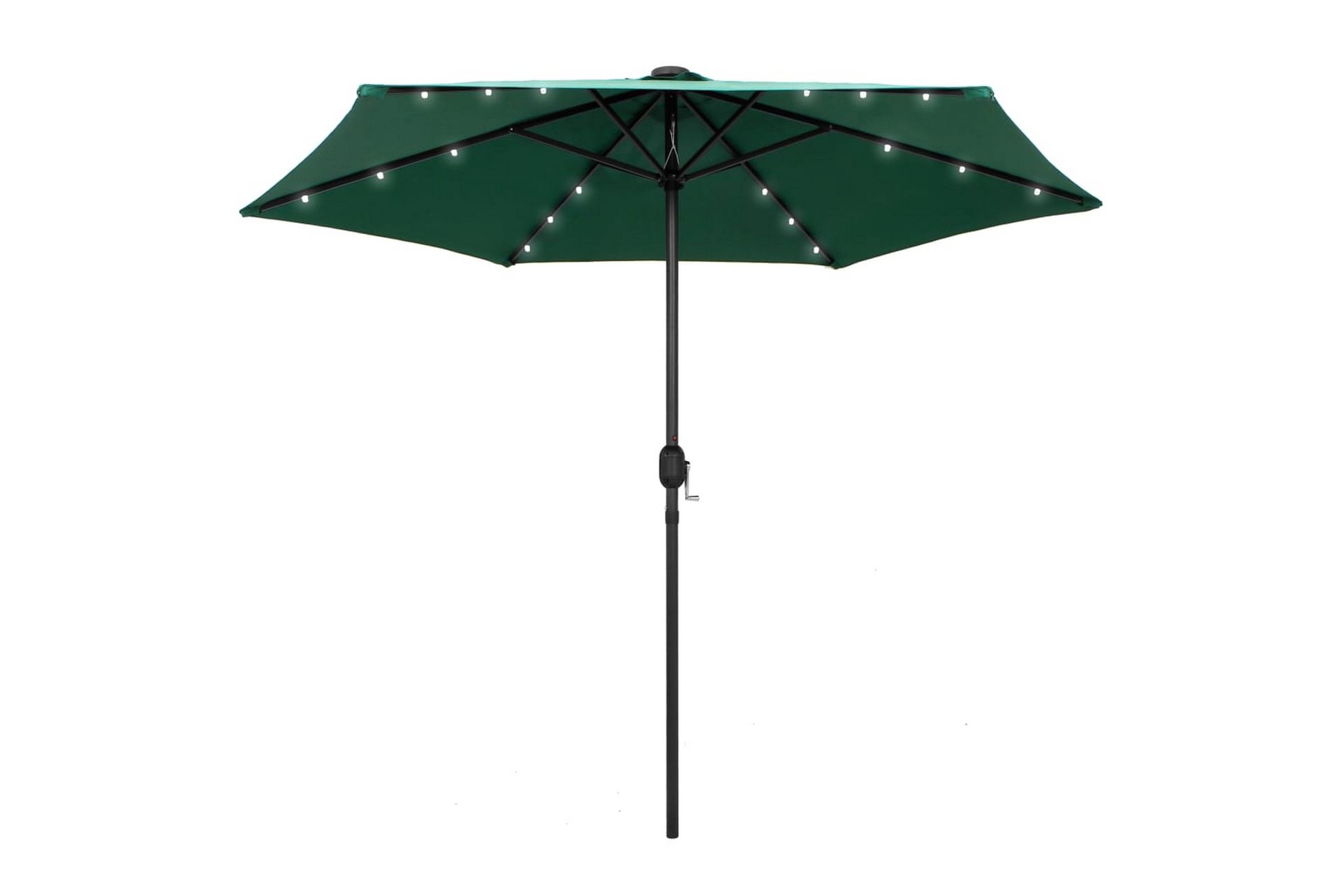 Parasoll med LED-lys og aluminiumsstang 270 cm grønn - Grønn - Hagemøbler - Solbeskyttelse - Parasoller