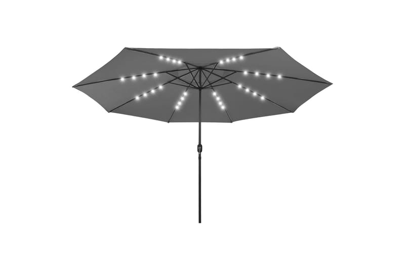 Parasoll med LED-lys og metallstang 400 cm antrasitt - Antrasittgrå - Hagemøbler - Solbeskyttelse - Parasoller