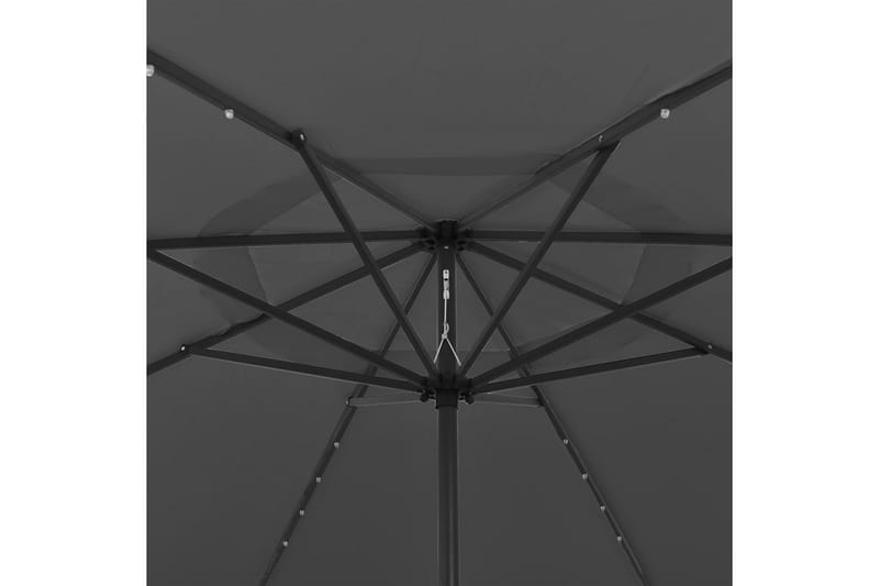 Parasoll med LED-lys og metallstang 400 cm antrasitt - Antrasittgrå - Parasoller