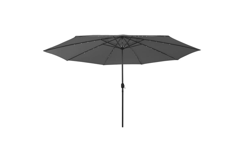 Parasoll med LED-lys og metallstang 400 cm antrasitt - Antrasittgrå - Hagemøbler - Solbeskyttelse - Parasoller