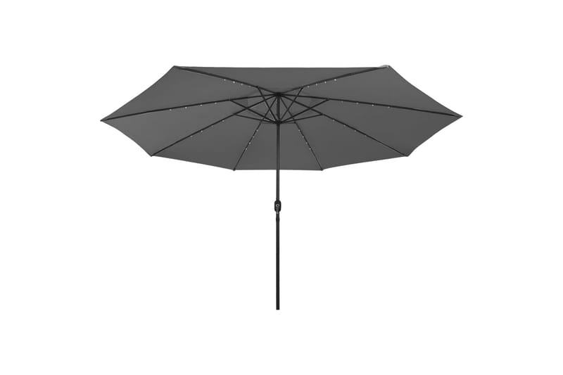 Parasoll med LED-lys og metallstang 400 cm antrasitt - Antrasittgrå - Hagemøbler - Solbeskyttelse - Parasoller