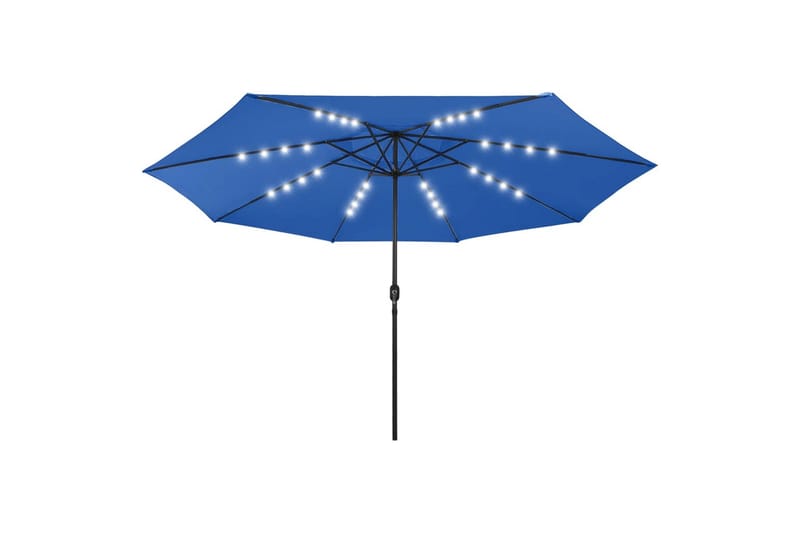 Parasoll med LED-lys og metallstang 400 cm asurblå - Blå - Hagemøbler - Solbeskyttelse - Parasoller