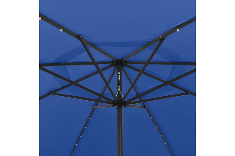 Parasoll med LED-lys og metallstang 400 cm asurblå - Blå - Hagemøbler - Solbeskyttelse - Parasoller