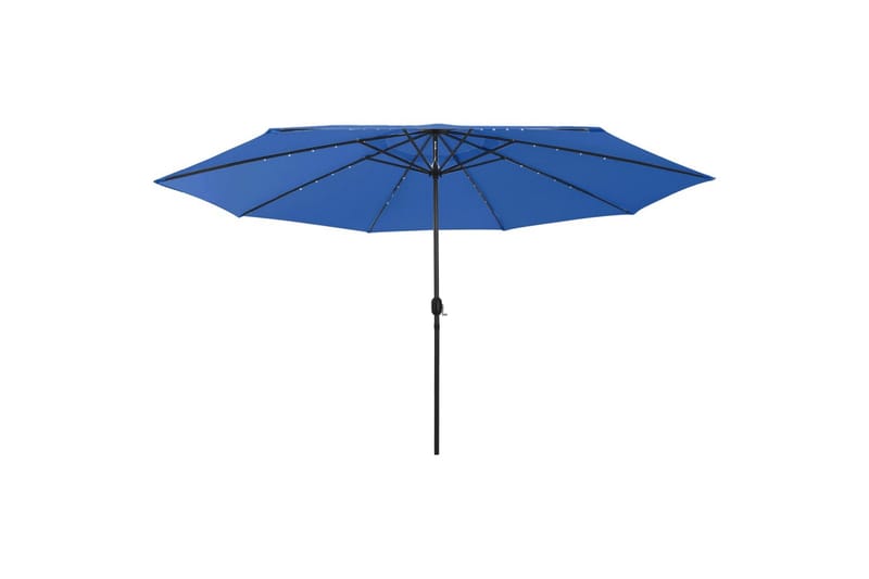 Parasoll med LED-lys og metallstang 400 cm asurblå - Blå - Hagemøbler - Solbeskyttelse - Parasoller