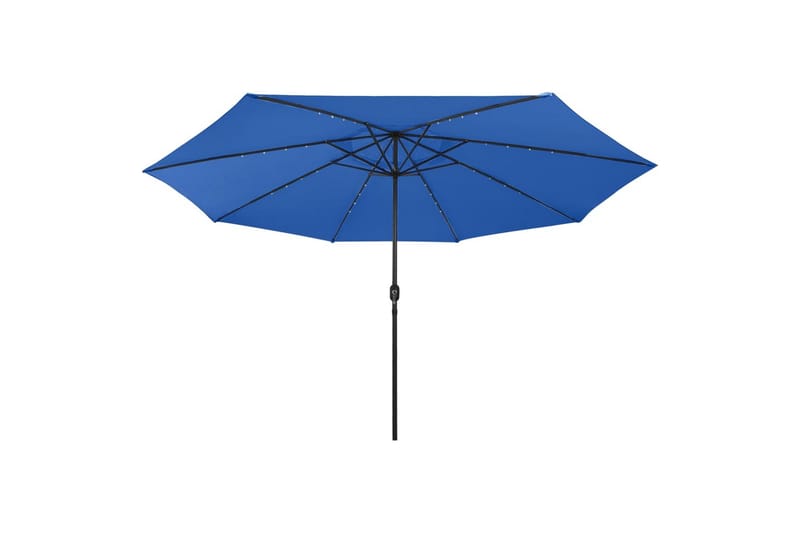 Parasoll med LED-lys og metallstang 400 cm asurblå - Blå - Hagemøbler - Solbeskyttelse - Parasoller