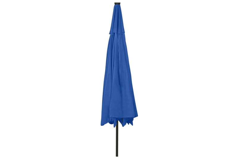Parasoll med LED-lys og metallstang 400 cm asurblå - Blå - Hagemøbler - Solbeskyttelse - Parasoller