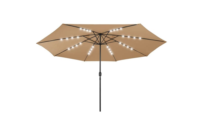 Parasoll med LED-lys og metallstang 400 cm gråbrun - Taupe - Hagemøbler - Solbeskyttelse - Parasoller