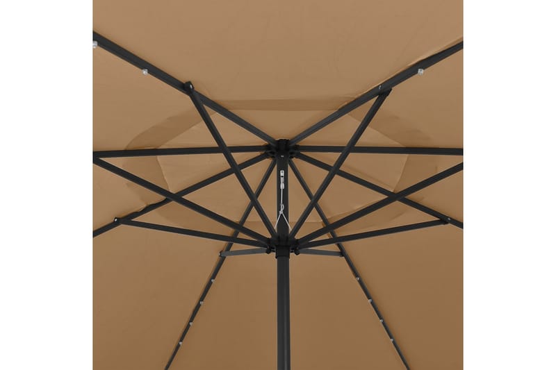 Parasoll med LED-lys og metallstang 400 cm gråbrun - Taupe - Hagemøbler - Solbeskyttelse - Parasoller