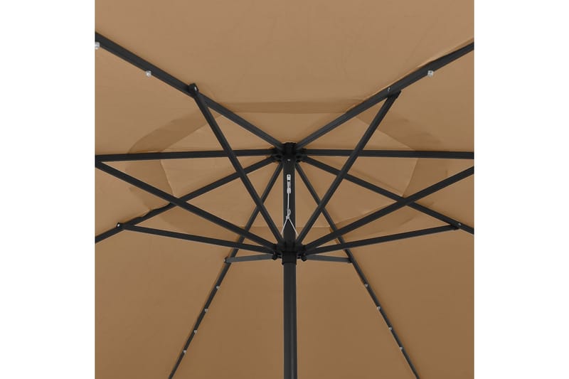 Parasoll med LED-lys og metallstang 400 cm gråbrun - Taupe - Parasoller
