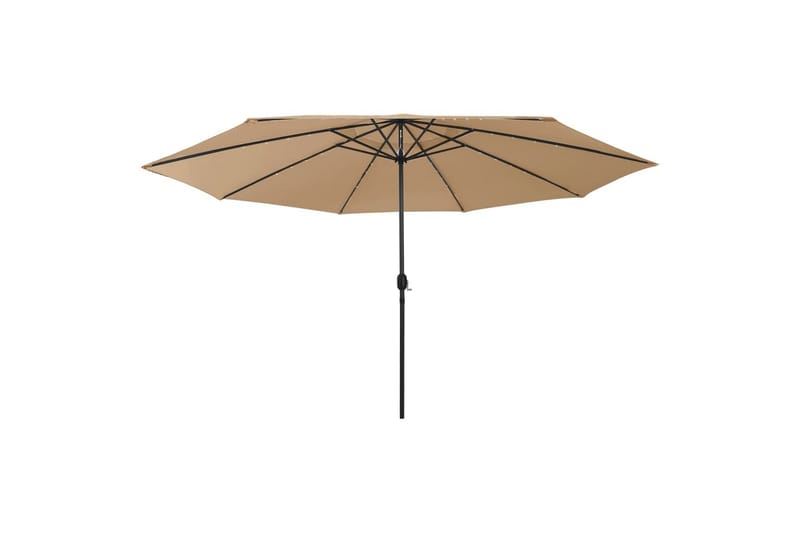 Parasoll med LED-lys og metallstang 400 cm gråbrun - Taupe - Hagemøbler - Solbeskyttelse - Parasoller