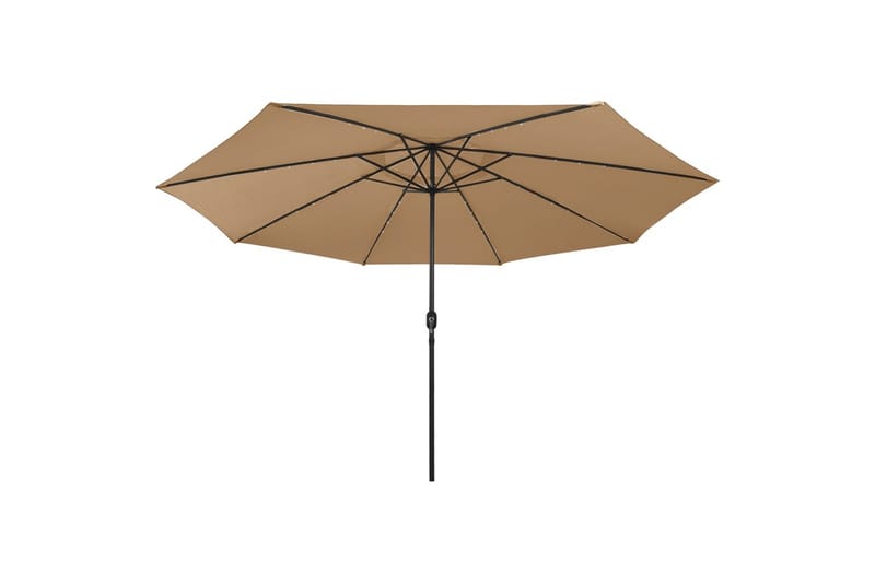 Parasoll med LED-lys og metallstang 400 cm gråbrun - Taupe - Hagemøbler - Solbeskyttelse - Parasoller